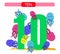 Ten. Collection number for kindergarten and preschool. Learn number 10. Jellyfish.