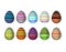 Ten colorful striped eggs for Easter