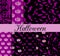 Ten Halloween seamless patterns. Pattern with Lamp Jack, witch with bats. Halloween symbols.