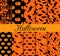 Ten Halloween seamless patterns. Pattern with Lamp Jack, witch with bats. Halloween symbols.