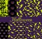 Ten Halloween seamless patterns. Pattern with Lamp Jack, witch with bats. Halloween symbols.