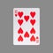 Ten of Hearts. Isolated on a gray background. Gamble. Playing cards.