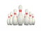 Ten isolated bowling pins
