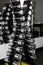 Ten pairs of iron dumbbells in the gym