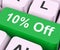 Ten Percent Off Key Means Discount Or Sale