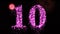 Ten pink firework glow and glitter number - animation