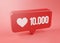 Ten Thousand Love Notification Icon 3D Rendering on Pink Background