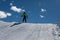 Ten Year Little Skier Having Fun skiing in Italian Dolomites Alps Mountains