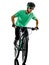 Tenager boy mountain bike bking isolated shadows