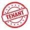 TENANT text on red grungy vintage round stamp