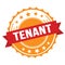 TENANT text on red orange ribbon stamp