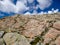 Tende - Close up view of red marble rock formation in Mercantour National Park in the Valley of Marvels