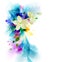 Tender background with white abstract flower on the artistic blobs