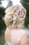 Tender bridal blonde hairdo.