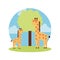 Tender cute giraffe card icon