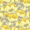 Tender elegant yellow rose flower seamless pattern.