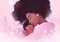 Tender Embrace of a Black Mother Holding Her Baby on a Pink Pastel Background. Generative AI