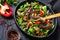 Tender flank steak fajita with vegetable, close-up