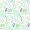 Tender floral summer pattern with green flowers