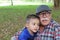 Tender image of grandparent with grandson