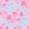 Tender line peony flower seamless pattern.