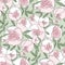 Tender line peony flower seamless pattern.