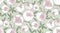 Tender line peony flower seamless pattern. Floral pale color repeatable motif.