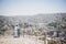 Tender muslim couple looking at panorama of Amman