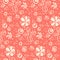 Tender peach color doodle floral pattern