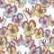Tender small pansy flowers seamless pattern