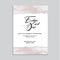Tender soft rose gold design. Wedding invitation cards with Luxury gold and pink marble texture background and Abstract liquid