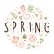 Tender Spring Hand Drawn Flowers in Circle Vector Arrangement