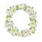 Tender watercolor spring floral wreath.