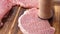 Tenderizing Pork Chops on Wooden Board.