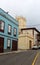 Tenerife. Colourful houses and house with unusual balconies on street in Puerto de la Cruz town, Tenerife, Canary Islands, Spain