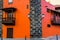 Tenerife. Colourful houses on street in Puerto de la Cruz town,