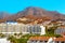 Tenerife island aerial view. Landscape in the sunny morning. Seaside resort at summer time.