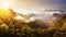 Tenerife. Mountain sunset above the clouds. Panoramic view.