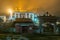 Tengboche buddhist monastery building lights at night, Nepal.