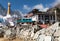 Tengboche monastery with stupa and prayer mani wall