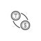 Tenge and dollar exchange line icon