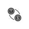 Tenge and dollar exchange vector icon