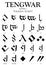TENGWAR GOTHIC Alphabet 1 - Tolkien Script on white background