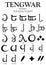 TENGWAR NAMARIE Alphabet 1 - Tolkien Script on white background