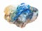 tennantite, Tyrolite, Azurite on raw quartz