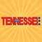Tennessee flag text with sunburst illustration