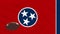 Tennessee flag waving and american football ball rotates, loop