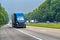 Tennessee Interstate Traffic Led By Blue Tractor-Trailer Rig