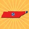 Tennessee map flag on sunburst illustration