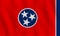 Tennessee US state flag with waving effect, official proportion